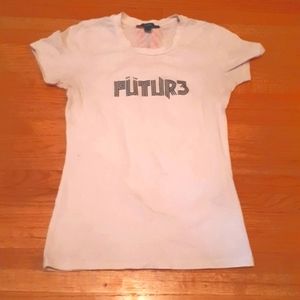 Diesel "future" white t-shirt with neon pink lightening spine sz small